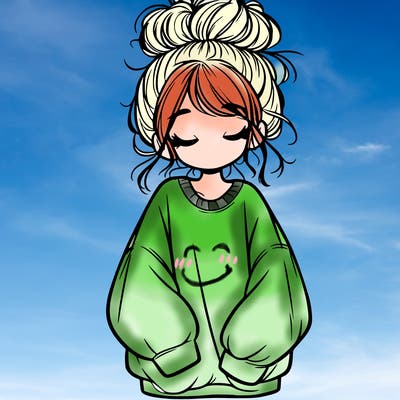 girl with baggy sweatshirt and messy bun