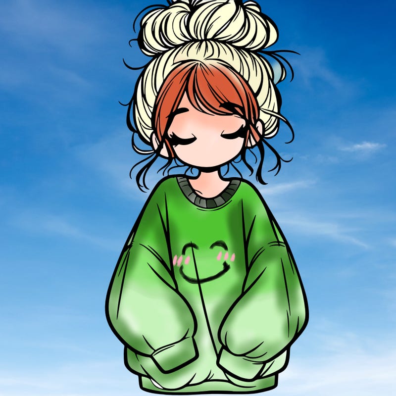 girl with baggy sweatshirt and messy bun