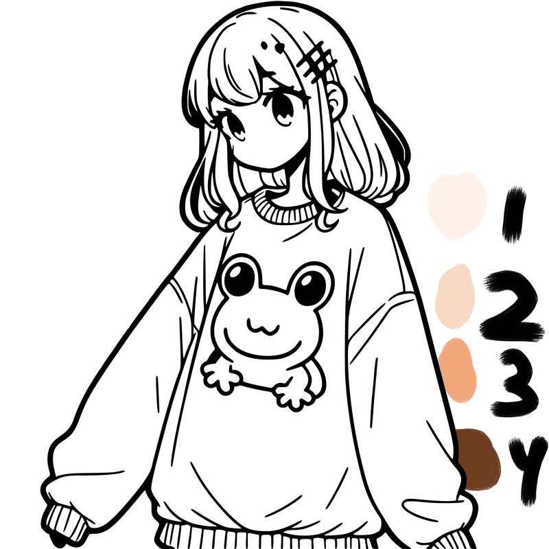 girl wearing frogging sweatshirt