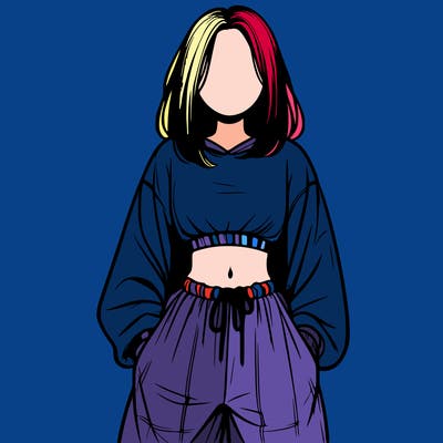 realistic girl faceless with baggy pants and a crop top