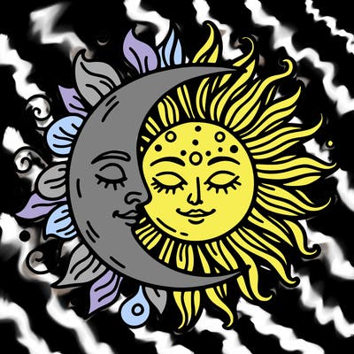 moon and sun face