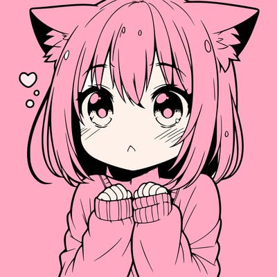 shy anime catgirl
