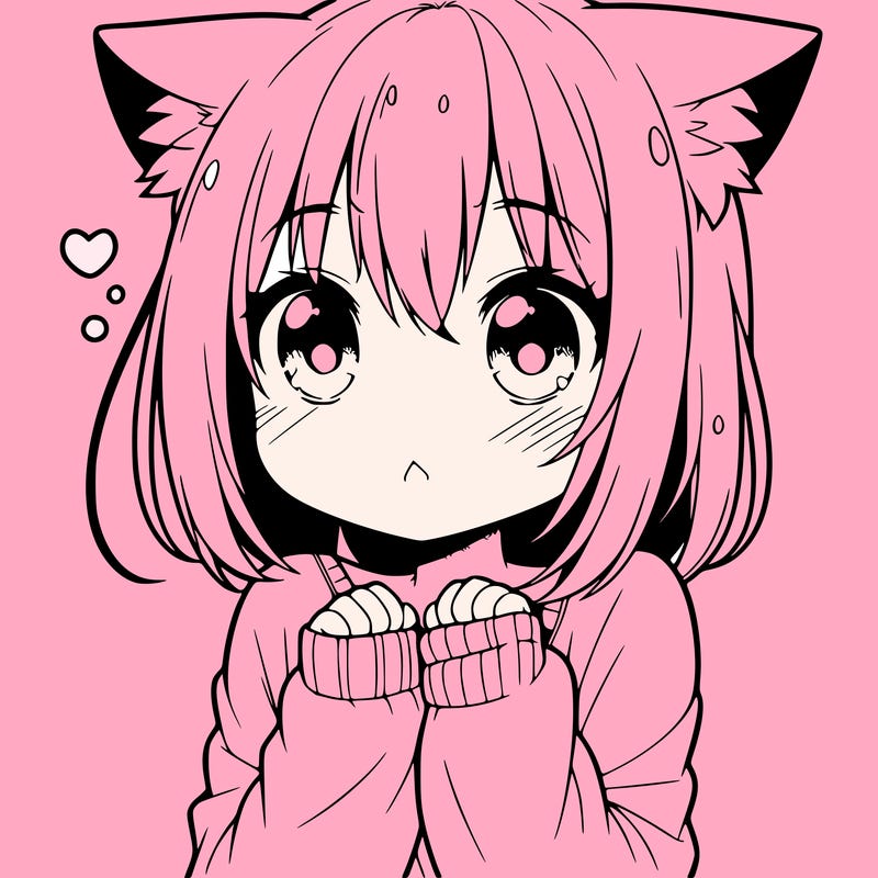 shy anime catgirl