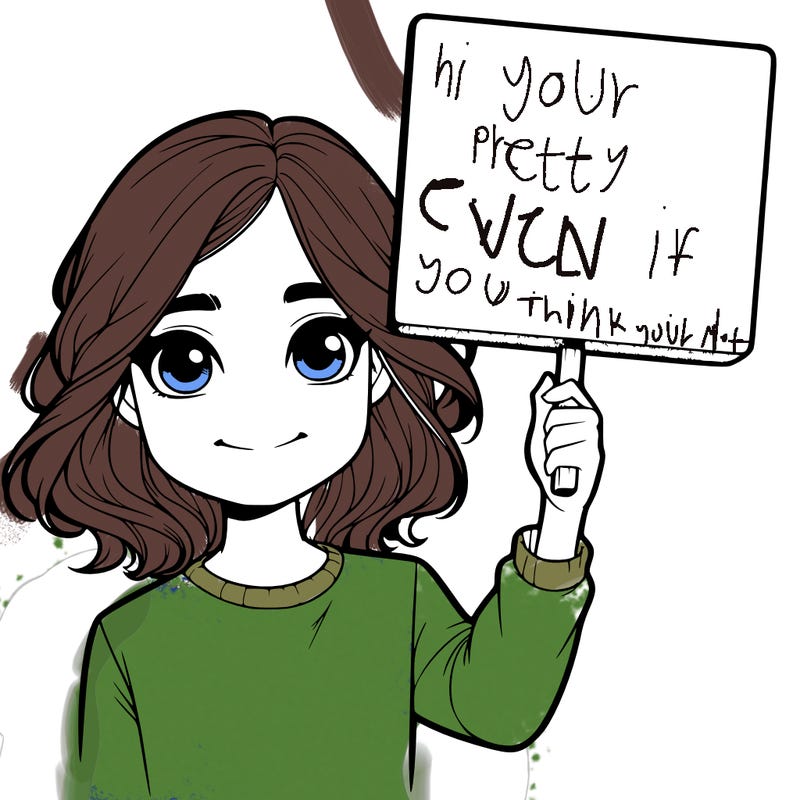 realistic girl holding up a sign