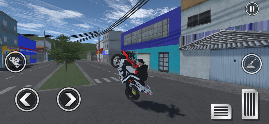 Moto Elite Bike Auto Brasil 3D - Captura de pantalla de un juego de motocicletas en 3D que muestra un caballito en una ciudad brasileña.