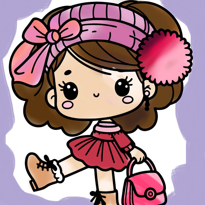 girl with a pom pom headband and a purse leg up