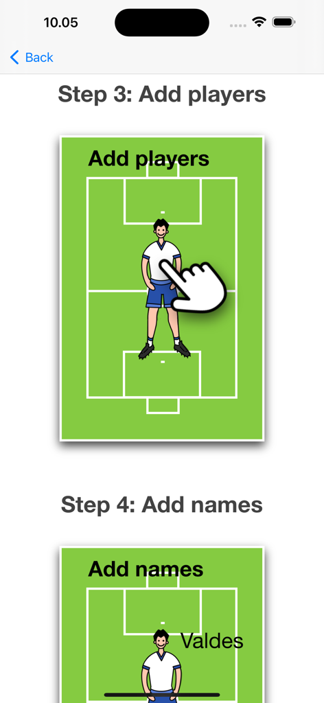Tutorial showing steps to add players and names to a custom football team lineup