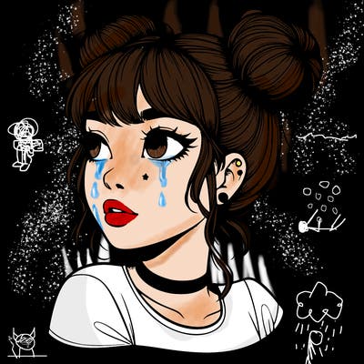 realistic girl with spacebuns