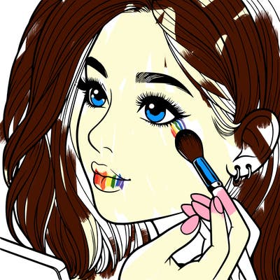 a realistic girl doing her makeup