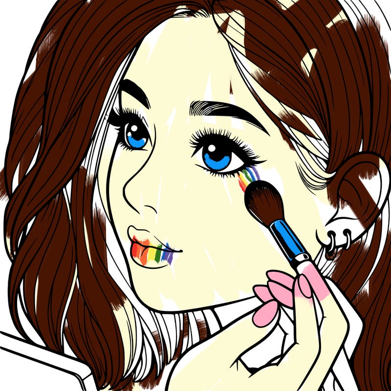 a realistic girl doing her makeup