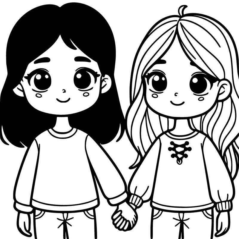 two girls holding hands