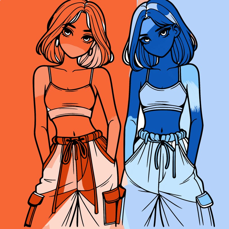 two girls with crop top with baggy pants