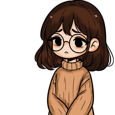 sad girl with glasses in a sweater