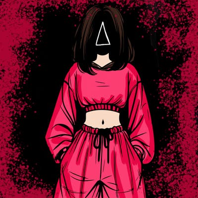 realistic girl faceless with baggy pants and a crop top