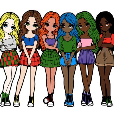 a group of girls realistic