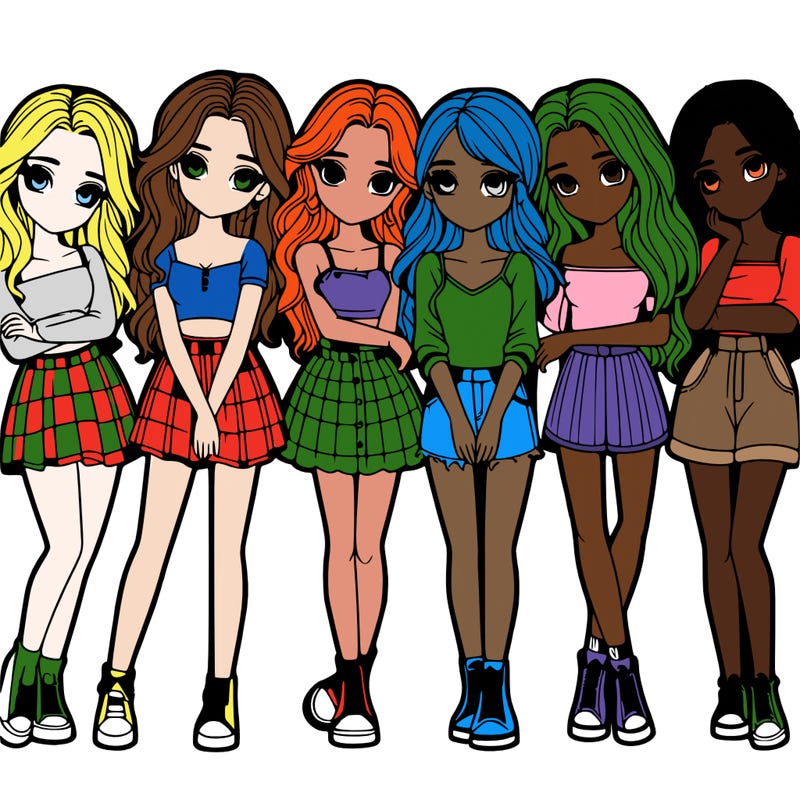 a group of girls realistic