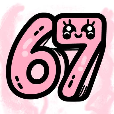 the numbers 67