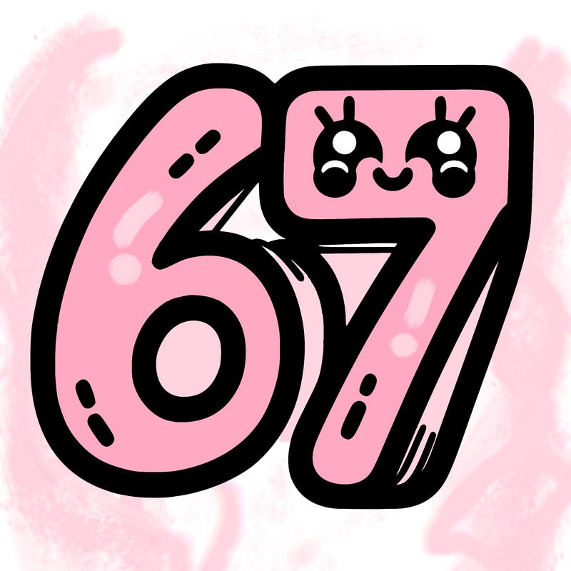 the numbers 67