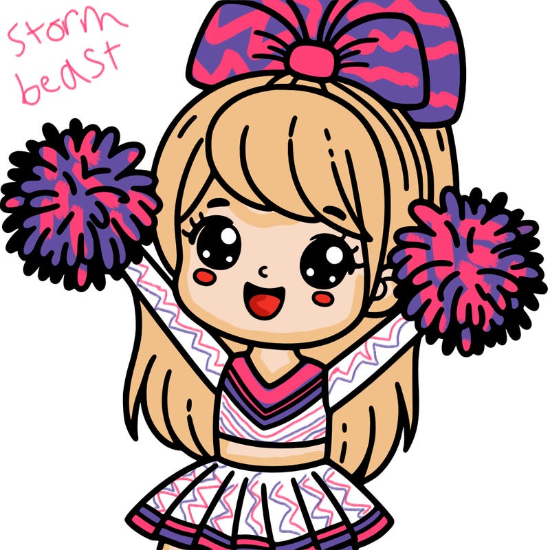 a girl that is a cheerleader with pom poms