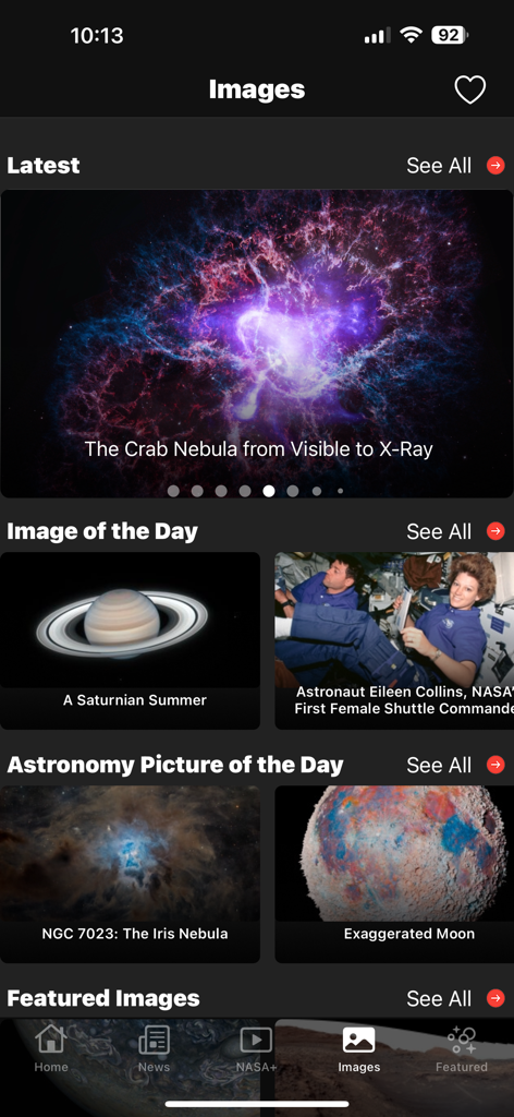NASA - NASA app image gallery featuring space photos of nebulas and planets