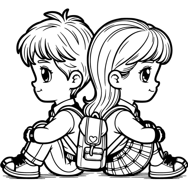 boy and girl back to back