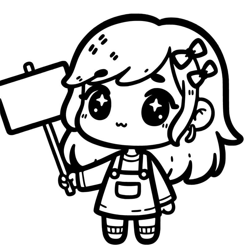 a girl with a sign