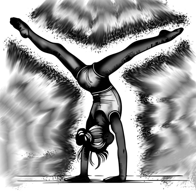 realistic gymnastic hand stand girl in four splits