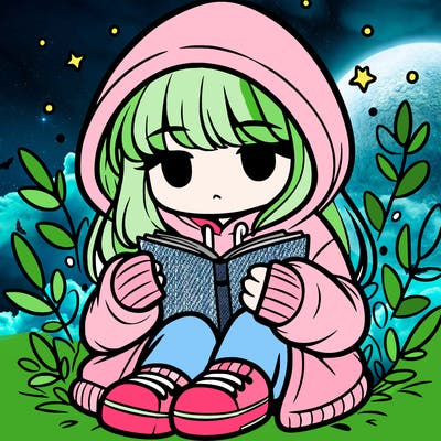 girl in oversized hoodie reading a book