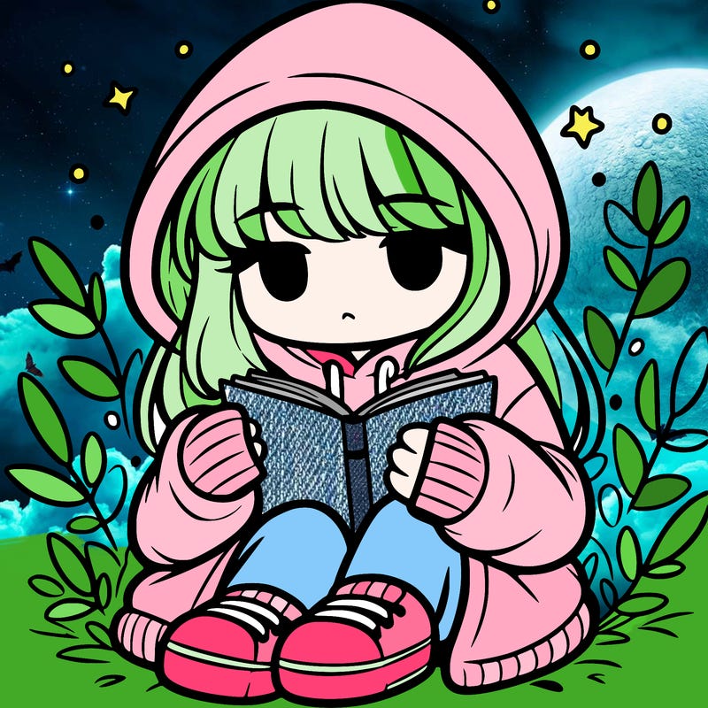 girl in oversized hoodie reading a book