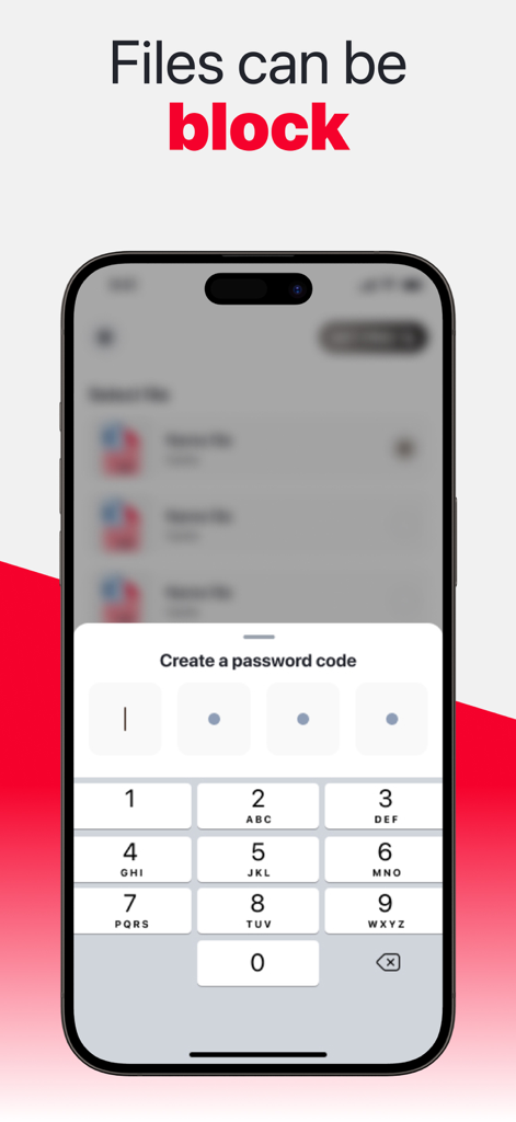 PDF Converter:  Files Editor - Pantalla de smartphone que muestra la interfaz de creación de contraseña para proteger archivos PDF.