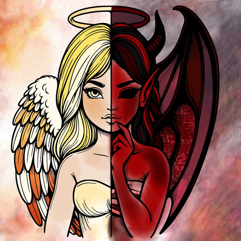 realistic angel half demon