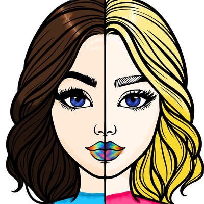realistic girl split half