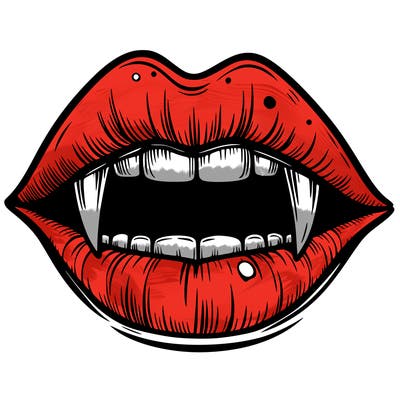 lips with vampire teeth
