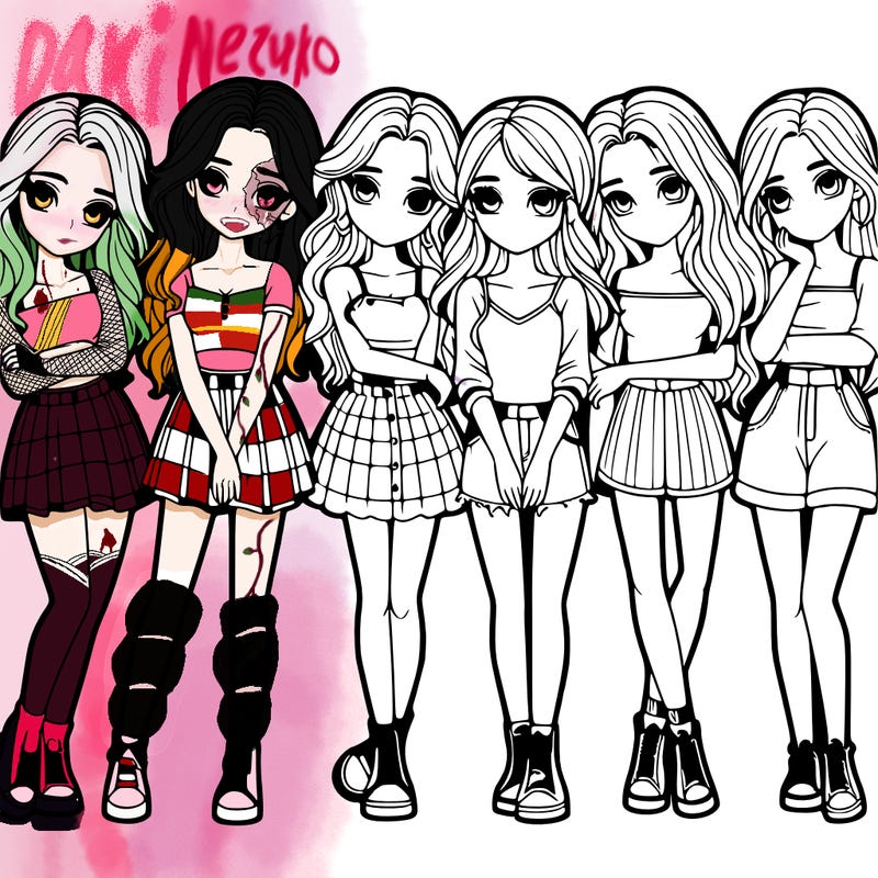 a group of girls realistic