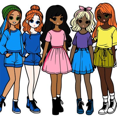 a group of five girls