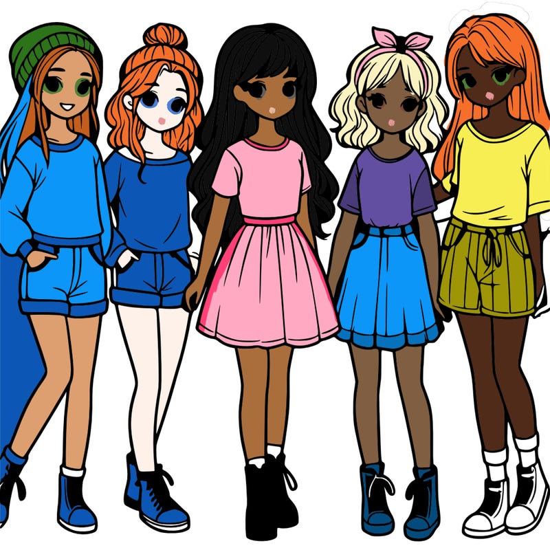 a group of five girls