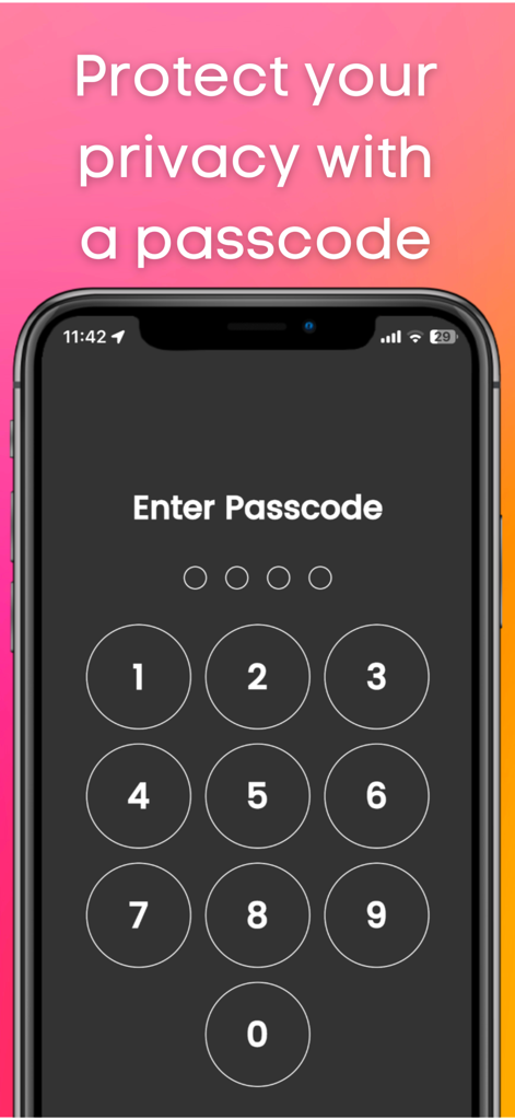 Web site to App Pro : No Ads - La pantalla de un smartphone mostrando la entrada de un código numérico para protección de privacidad