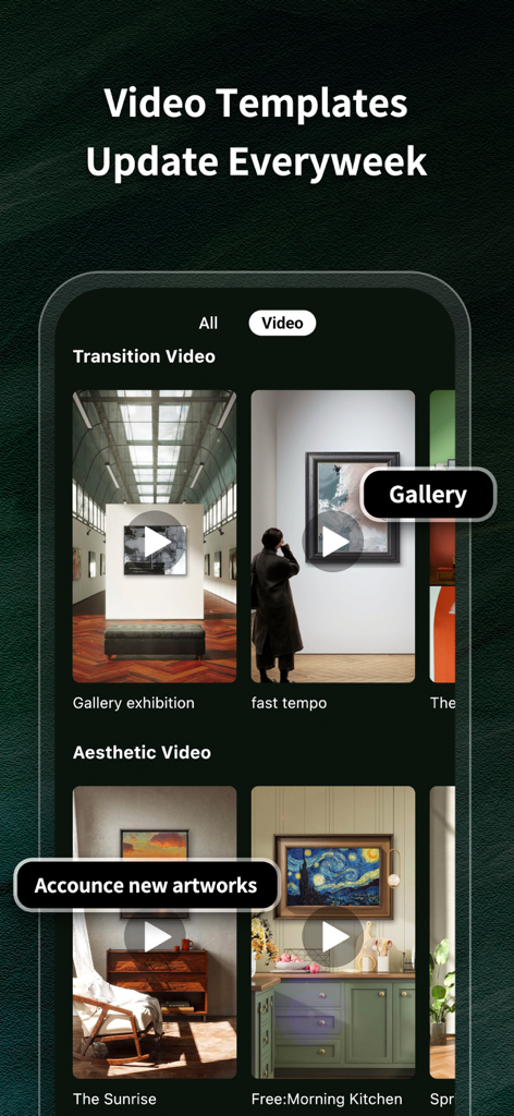 Frameit:Framed Art &Video edit - A library of video templates for creating framed art mockups in professional gallery and home interior settings