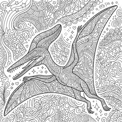 Discover the ancient beauty of the Tupuxuara pterosaur, reimagined in a captivating Zentangle style. This detailed coloring page offers an engaging blend of prehistoric wonder and intricate pattern art, perfect for a relaxing creative escape.