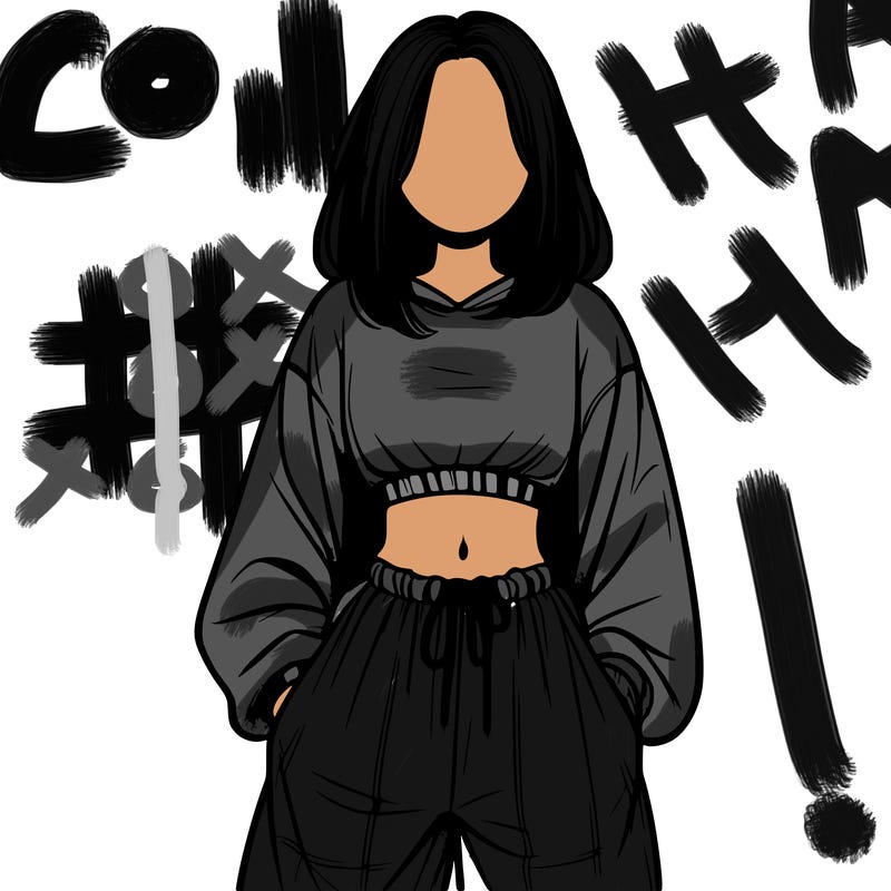 realistic girl faceless with baggy pants and a crop top