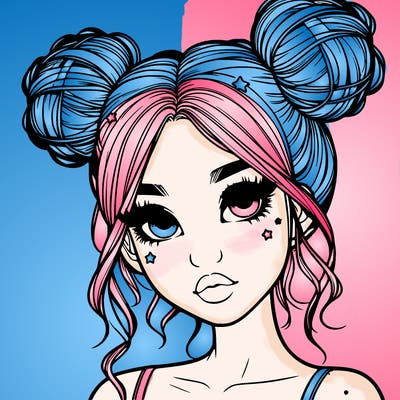 realistic girl with space buns