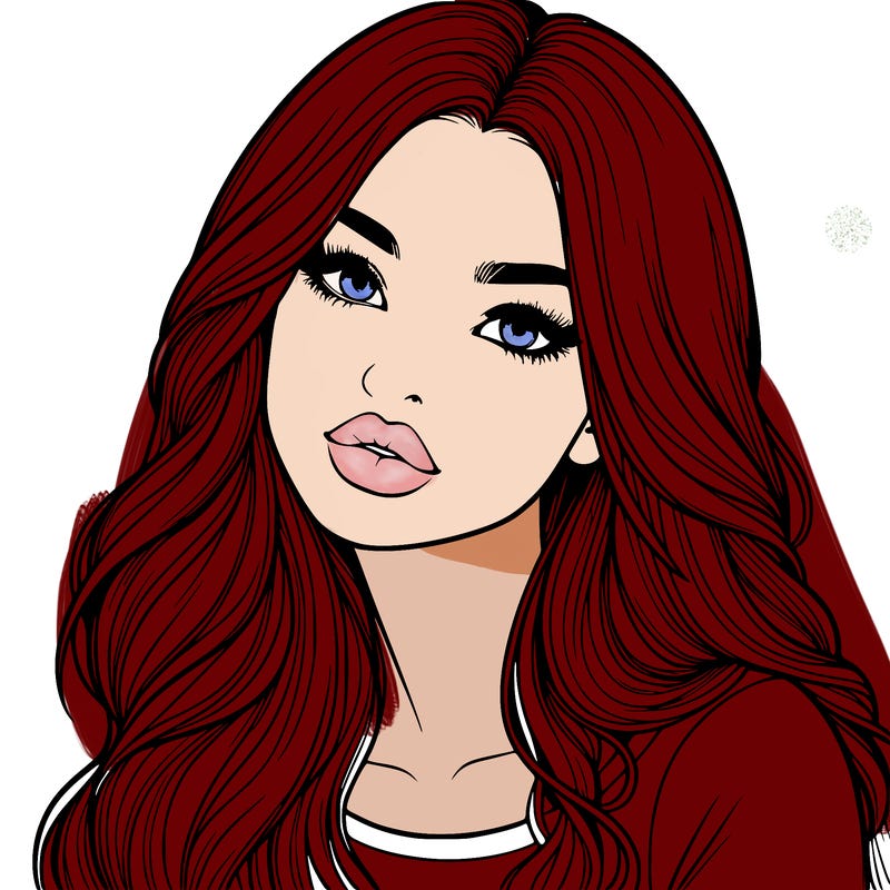 realistic girl with hair on her hair and lips