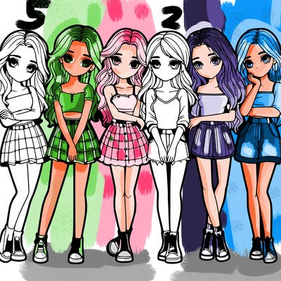 a group of girls realistic