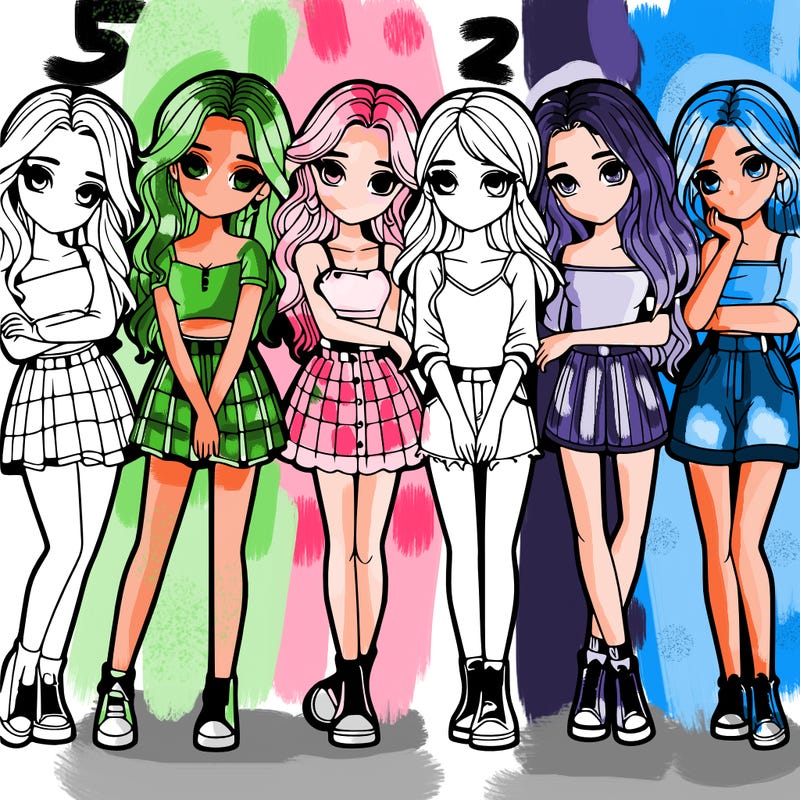 a group of girls realistic