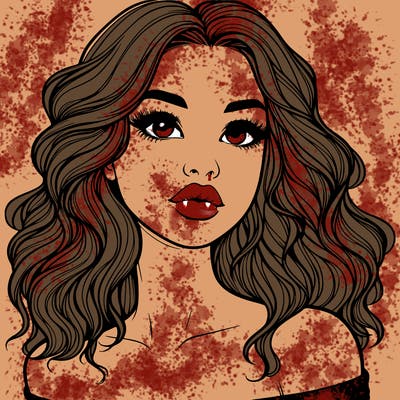 realistic girl with wavy hair and lips