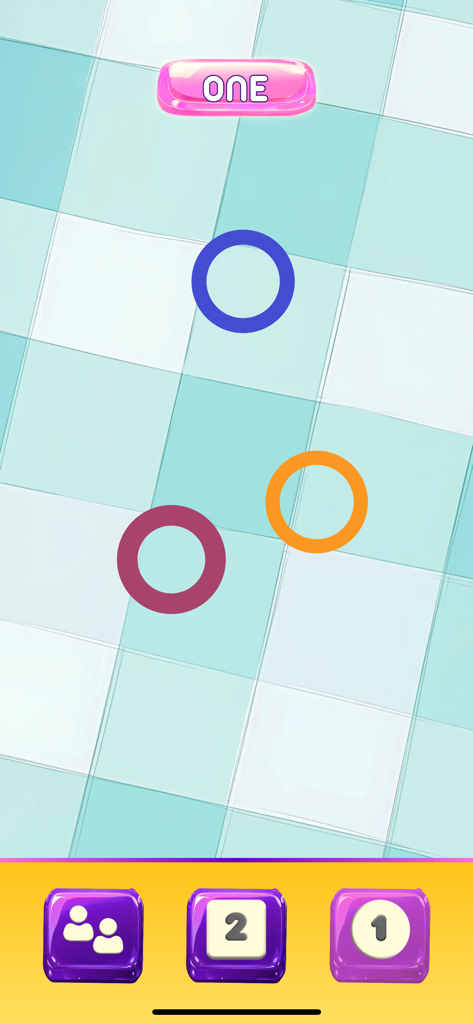 Interface of the Candy Score app showing the first player selector feature with colored circles for finger placement.