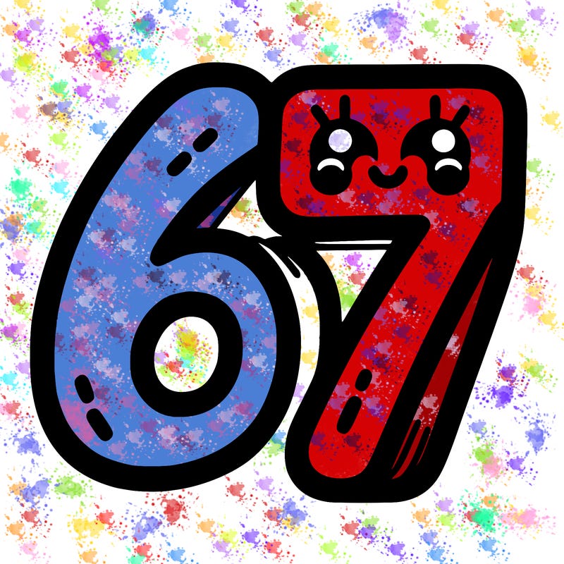 the numbers 67
