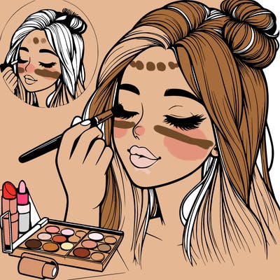 realistic girl doing makeup