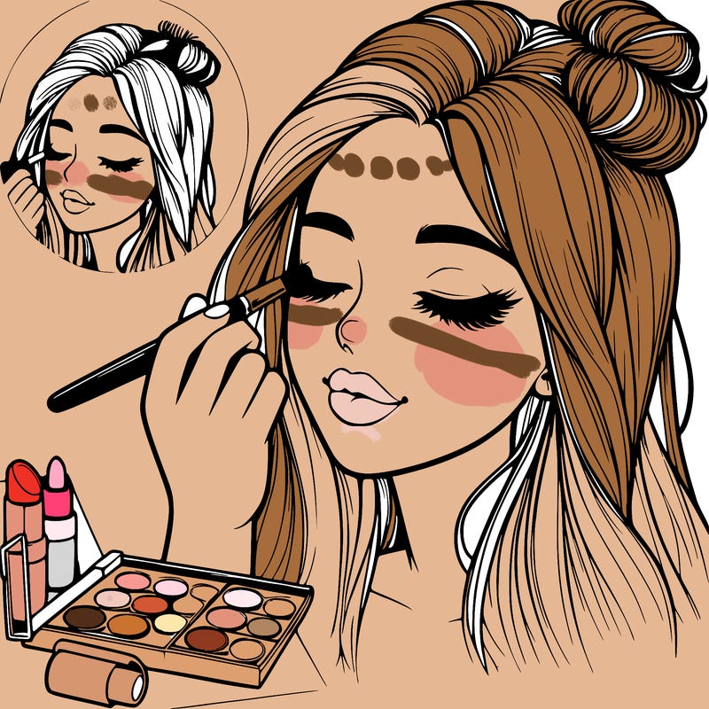 realistic girl doing makeup