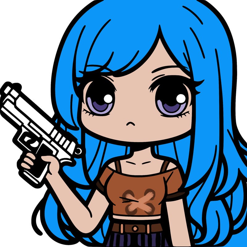 girl with a gun and long hair